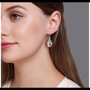 Sterling Silver Pink Moonstone Drop Earrings